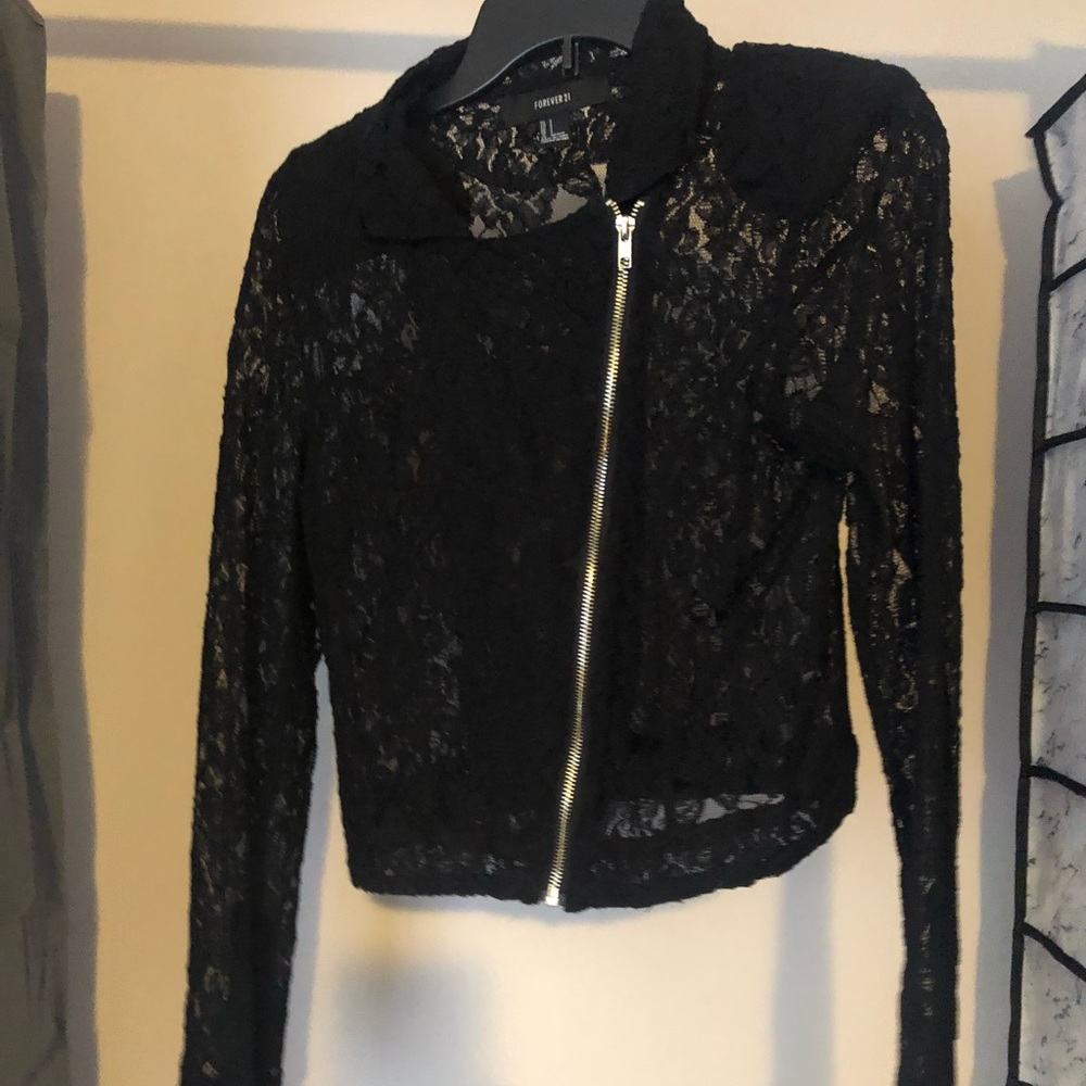 Forever 21 Lace Zip-Up Jacket